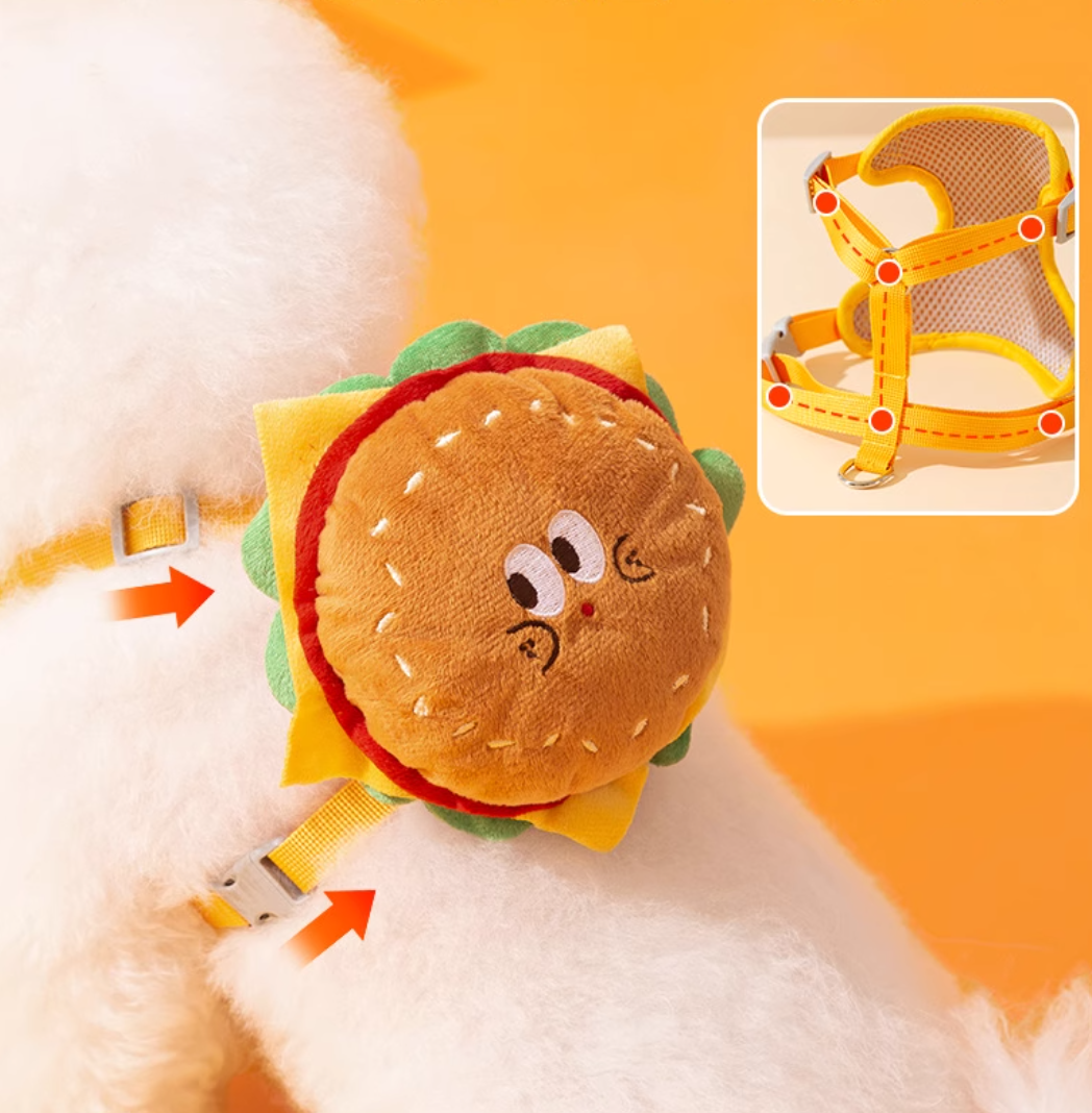 🍔 Burger Buddy Harness & Leash Set