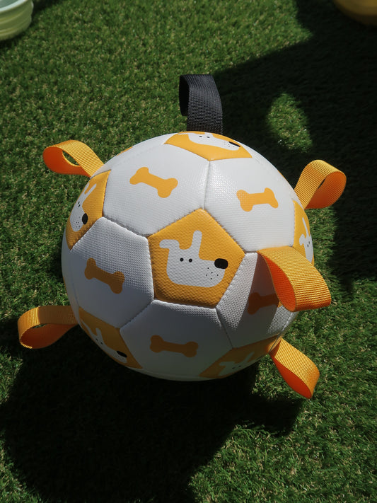 Tug & Play Pet Soccer Ball [White & Yellow]